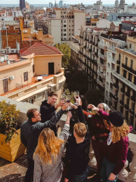 Dégustation de vin et fête sur le toit Barcelone