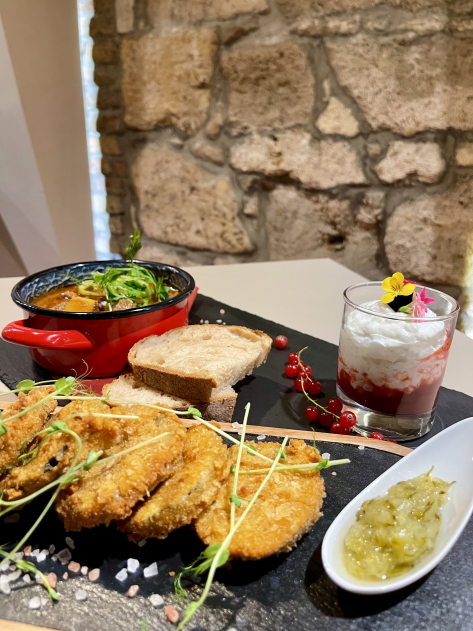Traditional Hungarian Lunch or Dinner Meal With Drinks