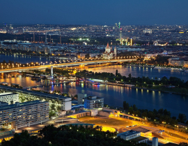 Vienna skyline by night